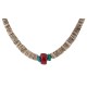 .925 Sterling Silver Navajo Certified Authentic Coral and Natural Graduated Heishi Native American Necklace  95004-6