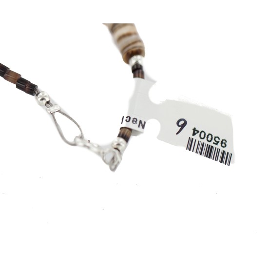 .925 Sterling Silver Navajo Certified Authentic Coral and Natural Graduated Heishi Native American Necklace 95004-6 .925 Sterling Silver Navajo Certified Authentic Coral and Natural Graduated Heishi Native American Necklace 95004-6