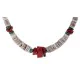 .925 Sterling Silver Navajo Certified Authentic Coral and Natural Turquoise Graduated Heishi Native American Necklace 95005