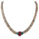 .925 Sterling Silver Navajo Certified Authentic Coral and Natural Graduated Heishi Native American Necklace 95004-6 .925 Sterling Silver Navajo Certified Authentic Coral and Natural Graduated Heishi Native American Necklace 95004-6