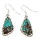 Certified Authentic Handmade Navajo .925 Sterling Silver Natural Mountain Turquoise Dangle Native American Earrings 97008-1