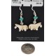 Horse Certified Authentic Navajo .925 Sterling Silver Hooks Natural Turquoise and Bone Dangle Native American Earrings 97002-16