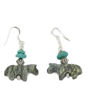 Horse Certified Authentic Navajo .925 Sterling Silver Hooks Natural Turquoise and Green Jasper Dangle Native American Earrings 97002-9 Horse Certified Authentic Navajo .925 Sterling Silver Hooks Natural Turquoise and Green Jasper Dangle Native American Earrings 97002-9