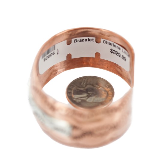 Navajo Sun .925 Sterling Silver Certified Authentic Handmade Native American Pure Copper Bracelet 92006-1