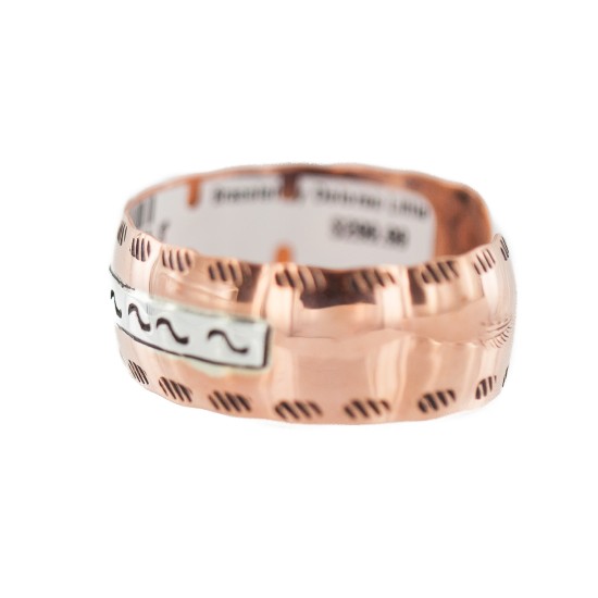 Wide Certified Authentic Navajo .925 Sterling Silver Handmade Native American Pure Copper Bracelet 92005-8 Wide Certified Authentic Navajo .925 Sterling Silver Handmade Native American Pure Copper Bracelet 92005-8