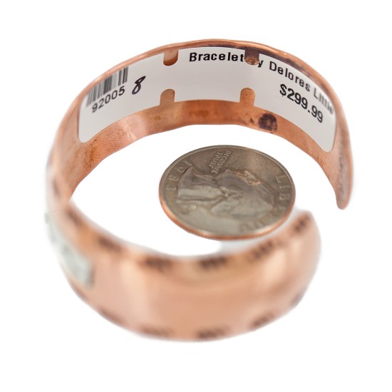 Wide Certified Authentic Navajo .925 Sterling Silver Handmade Native American Pure Copper Bracelet 92005-8 Wide Certified Authentic Navajo .925 Sterling Silver Handmade Native American Pure Copper Bracelet 92005-8