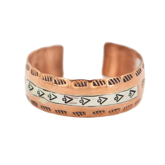 Certified Authentic Navajo Feather Arrow head .925 Sterling Silver Handmade Native American Pure Copper Bracelet 92012 Certified Authentic Navajo Feather Arrow head .925 Sterling Silver Handmade Native American Pure Copper Bracelet 92012