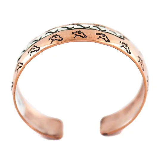Certified Authentic Horse Head .925 Sterling Silver Handmade Navajo Native American Pure Copper Bracelet  92018-7