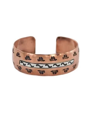 Handmade Certified Authentic Horse Navajo .925 Sterling Silver Native American Pure Copper Bracelet  92018-3