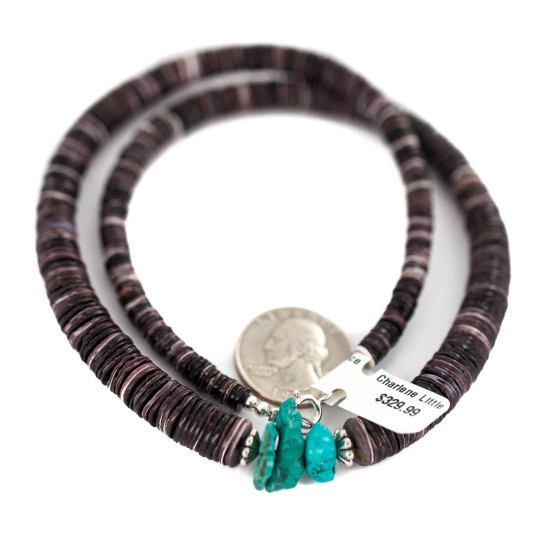 Navajo .925 Sterling Silver Certified Authentic Natural Turquoise Graduated Heishi Native American Necklace 95004-8 Navajo .925 Sterling Silver Certified Authentic Natural Turquoise Graduated Heishi Native American Necklace 95004-8