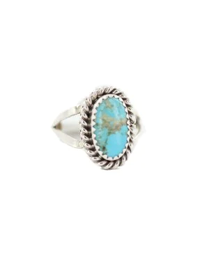 .925 Sterling Silver Navajo Certified Authentic Handmade Natural Turquoise Native American Ring Size 7 1/2 96002-3