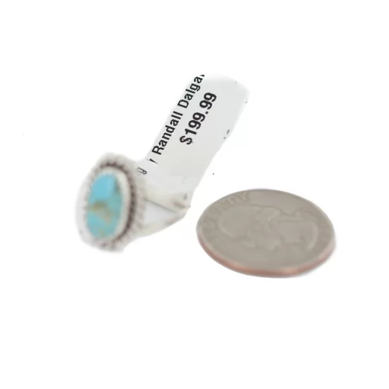 .925 Sterling Silver Navajo Certified Authentic Handmade Natural Turquoise Native American Ring Size 8 1/2 96002-8
