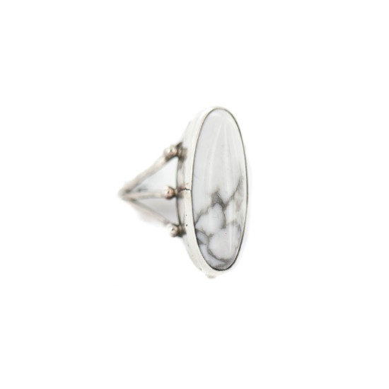 .925 Sterling Silver Navajo Certified Authentic Handmade White Howlite Native American Ring size 5 1/2 96010 .925 Sterling Silver Navajo Certified Authentic Handmade White Howlite Native American Ring size 5 1/2 96010