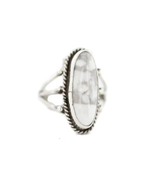 .925 Sterling Silver Navajo Certified Authentic Handmade White Howlite Native American Ring Size 5 1/2 96009-1 .925 Sterling Silver Navajo Certified Authentic Handmade White Howlite Native American Ring Size 5 1/2 96009-1