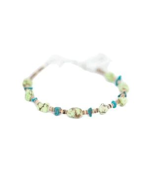 Navajo .925 Sterling Silver Certified Authentic Natural Turquoise Gaspeite Native American Bracelet  92015-1