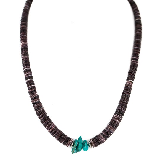Navajo .925 Sterling Silver Certified Authentic Natural Turquoise Graduated Heishi Native American Necklace 95004-8 Navajo .925 Sterling Silver Certified Authentic Natural Turquoise Graduated Heishi Native American Necklace 95004-8
