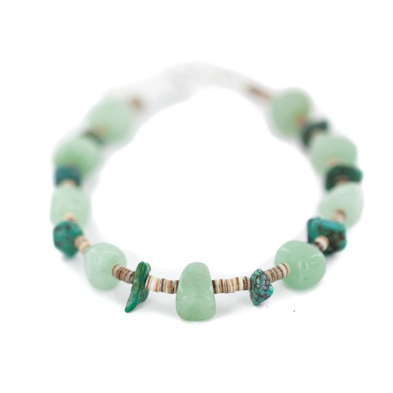 Navajo .925 Sterling Silver Certified Authentic Natural Turquoise Jade Native American Bracelet 92015 Navajo .925 Sterling Silver Certified Authentic Natural Turquoise Jade Native American Bracelet 92015