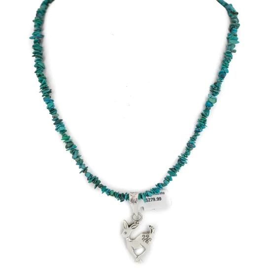 .925 Sterling Silver Deer Handmade Certified Authentic Navajo Natural Turquoise Native American Necklace 94009-3-750124 .925 Sterling Silver Deer Handmade Certified Authentic Navajo Natural Turquoise Native American Necklace 94009-3-750124