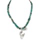 Deer .925 Sterling Silver Handmade Certified Authentic Navajo Natural Turquoise Native American Necklace 94009-2-1606-1