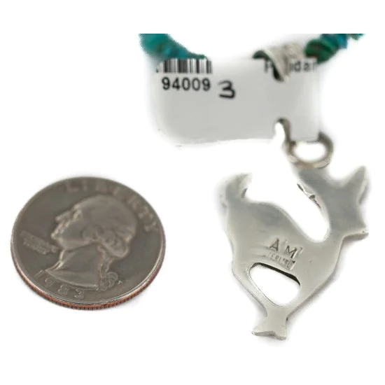 .925 Sterling Silver Deer Handmade Certified Authentic Navajo Natural Turquoise Native American Necklace 94009-3-750124 .925 Sterling Silver Deer Handmade Certified Authentic Navajo Natural Turquoise Native American Necklace 94009-3-750124