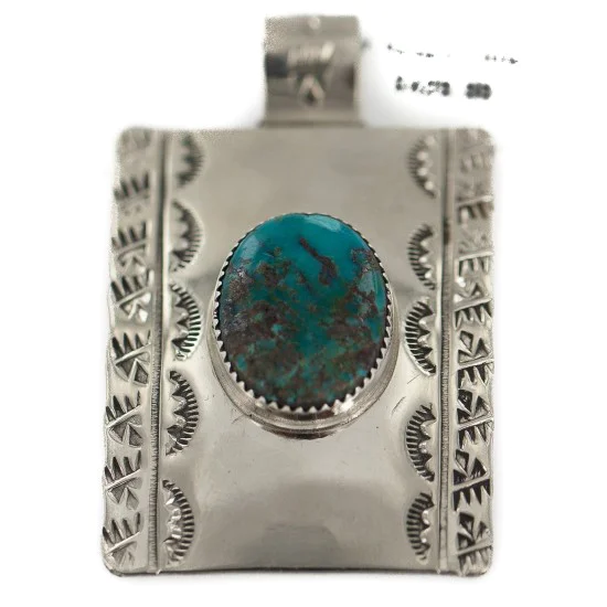 Certified Authentic Handmade Bear Paw Nickel Navajo Natural Turquoise Native American Pendant 94005-2 Certified Authentic Handmade Bear Paw Nickel Navajo Natural Turquoise Native American Pendant 94005-2