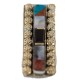 Navajo Handmade Certified Authentic .925 Sterling Silver Inlaid Natural Black Onyx Spiny Oyster Turquoise Mother of Pearl Native American Nickel and Brass Money Clip 91003-2