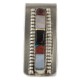 Navajo Handmade Certified Authentic .925 Sterling Silver Inlaid Natural Mother of Pearl Black Onyx Spiny Oyster Turquoise Native American Nickel Money Clip 91003-8