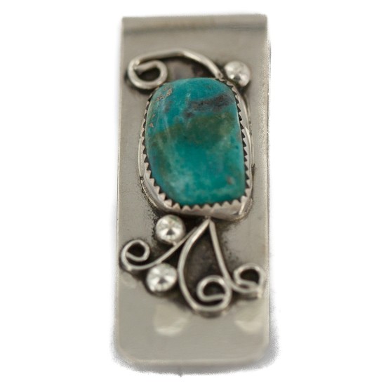 Navajo Handmade Certified Authentic .925 Sterling Silver Natural Carico Lake Native American Nickel Money Clip 91005-1 Navajo Handmade Certified Authentic .925 Sterling Silver Natural Carico Lake Native American Nickel Money Clip 91005-1