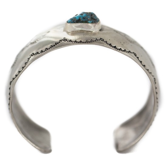 Certified Authentic Handmade Navajo Natural Turquoise Native American Nickel Bracelet 92001-3 Certified Authentic Handmade Navajo Natural Turquoise Native American Nickel Bracelet 92001-3