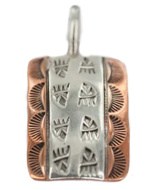 Bear Paw Handmade Certified Authentic Navajo Pure .925 Sterling Silver Native American Copper Pendant 94003-2