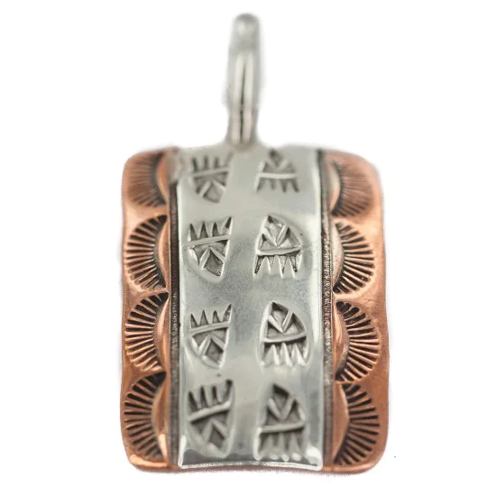 Bear Paw Handmade Certified Authentic Navajo Pure .925 Sterling Silver Native American Copper Pendant 94003-2 Bear Paw Handmade Certified Authentic Navajo Pure .925 Sterling Silver Native American Copper Pendant 94003-2