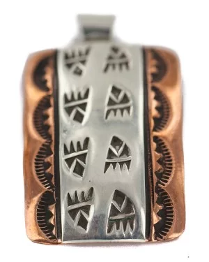 Bear Paw Handmade Certified Authentic Navajo Pure .925 Sterling Silver Native American Copper Pendant 94003-3 Bear Paw Handmade Certified Authentic Navajo Pure .925 Sterling Silver Native American Copper Pendant 94003-3