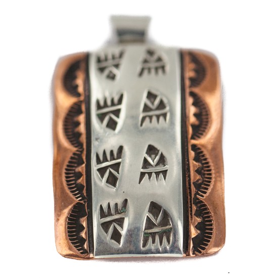 Bear Paw Handmade Certified Authentic Navajo Pure .925 Sterling Silver Native American Copper Pendant 94003-3 Bear Paw Handmade Certified Authentic Navajo Pure .925 Sterling Silver Native American Copper Pendant 94003-3