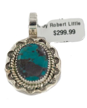 Certified Authentic .925 Sterling Silver Navajo Natural Turquoise Native American Pendant 94001-1 Certified Authentic .925 Sterling Silver Navajo Natural Turquoise Native American Pendant 94001-1