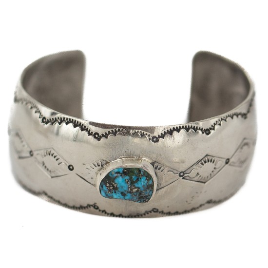 Certified Authentic Handmade Navajo Natural Turquoise Native American Nickel Bracelet 92001-3 Certified Authentic Handmade Navajo Natural Turquoise Native American Nickel Bracelet 92001-3