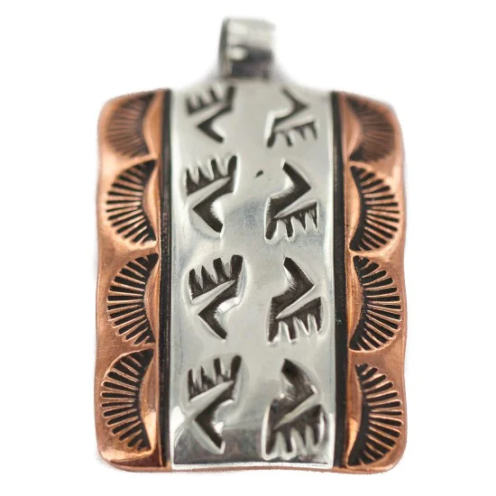 Handmade Bear Paw Certified Authentic Navajo Pure .925 Sterling Silver and Copper Native American Pendant 94003-1 Handmade Bear Paw Certified Authentic Navajo Pure .925 Sterling Silver and Copper Native American Pendant 94003-1