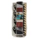 Navajo .925 Sterling Silver Handmade Certified Authentic Inlaid Natural Black Onyx Mother of Pearl Spiny Oyster Turquoise Native American Nickel and Brass Money Clip 91001-5