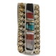 Navajo Handmade Certified Authentic .925 Sterling Silver Inlaid Natural Black Onyx Mother of Pearl Spiny Oyster Turquoise Native American Nickel and Brass Money Clip 91001-8