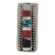 Navajo Handmade Certified Authentic .925 Sterling Silver Inlaid Natural Black Onyx Mother of Pearl Spiny Oyster Turquoise Native American Nickel Money Clip 91001-2