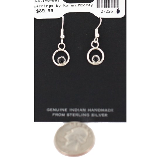Certified Authentic Navajo .925 Sterling Silver Natural Black Onyx Dangle Native American Earrings 27226-6 All Products NB160229225532 27226-6 (by LomaSiiva)