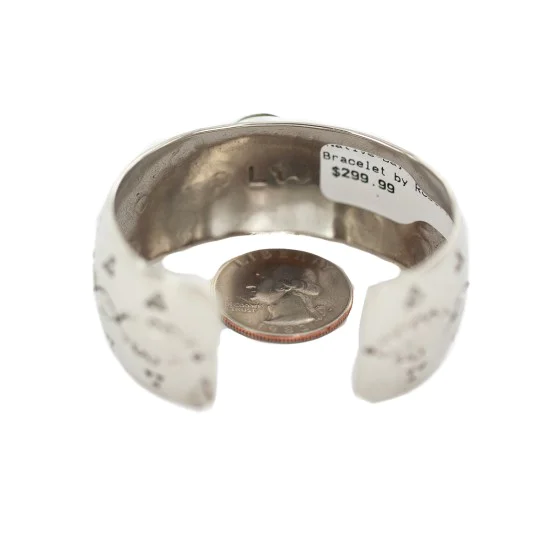 Certified Authentic Handmade Navajo Natural Mountain Turquoise Native American Nickel Bracelet 13092-3