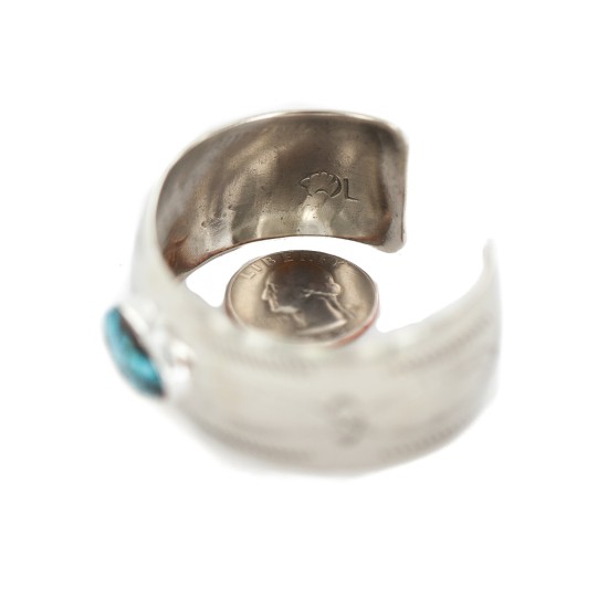 Certified Authentic Handmade Navajo Natural Turquoise Native American Nickel Bracelet 13092-2 Certified Authentic Handmade Navajo Natural Turquoise Native American Nickel Bracelet 13092-2