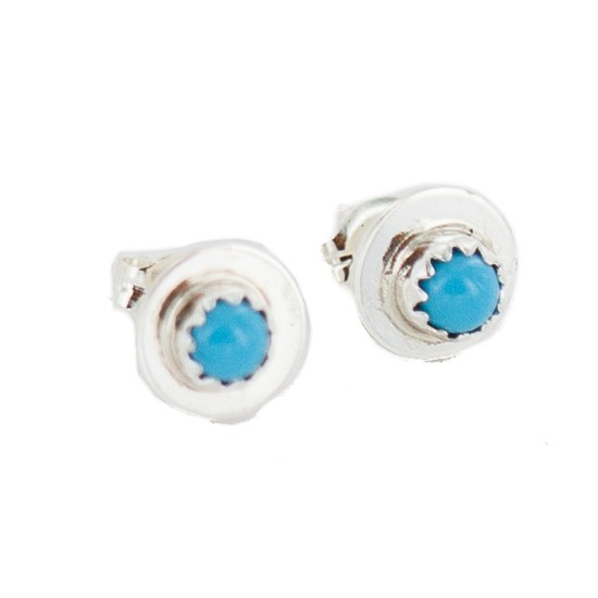 Certified Authentic Navajo .925 Sterling Silver Turquoise Stud Native American Earrings 27222 All Products NB160229224849 27222 (by LomaSiiva)