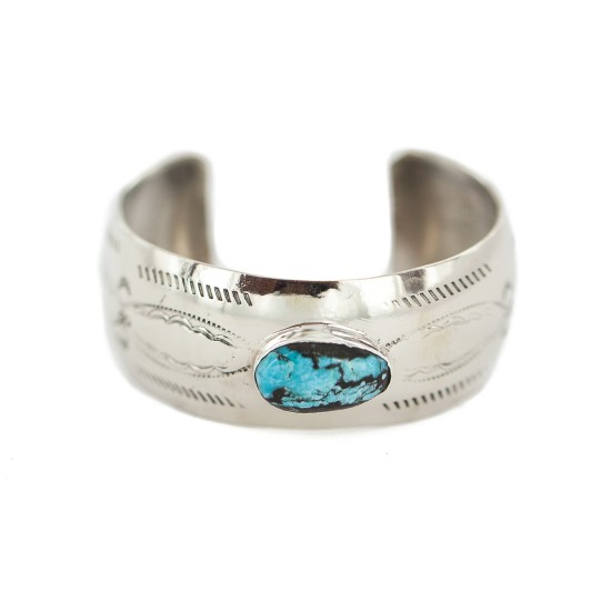 Certified Authentic Handmade Navajo Natural Turquoise Native American Nickel Bracelet 13092-2 Certified Authentic Handmade Navajo Natural Turquoise Native American Nickel Bracelet 13092-2
