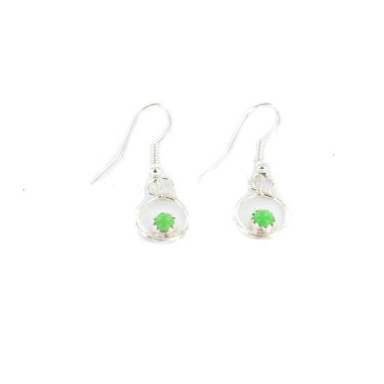 Certified Authentic Navajo .925 Sterling Silver Natural Gaspeite Native American Dangle Earrings 27226-3 Certified Authentic Navajo .925 Sterling Silver Natural Gaspeite Native American Dangle Earrings 27226-3