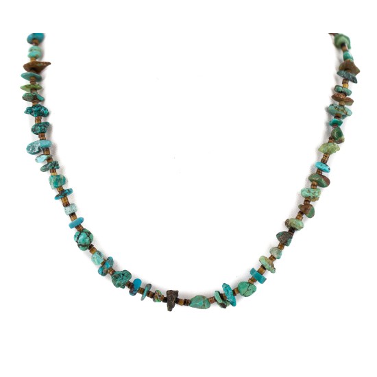 Certified Authentic Navajo .925 Sterling Silver Natural Turquoise Native American Necklace 18194