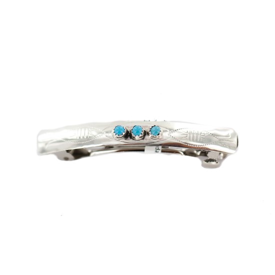 Handmade Certified Authentic Navajo Silver Natural Turquoise Native American Hair Barrette 10346-11