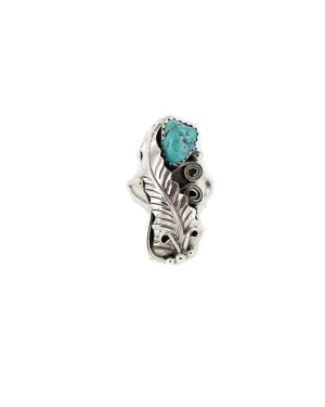 Leaf Navajo .925 Sterling Silver Certified Authentic Handmade Natural Turquoise Native American Ring Size 8 13089-2 Leaf Navajo .925 Sterling Silver Certified Authentic Handmade Natural Turquoise Native American Ring Size 8 13089-2