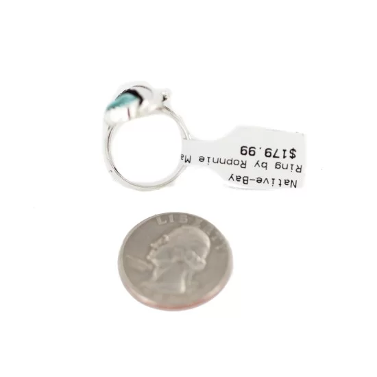 Leaf Navajo .925 Sterling Silver Certified Authentic Handmade Natural Turquoise Native American Ring Size 7 13089-1 Leaf Navajo .925 Sterling Silver Certified Authentic Handmade Natural Turquoise Native American Ring Size 7 13089-1