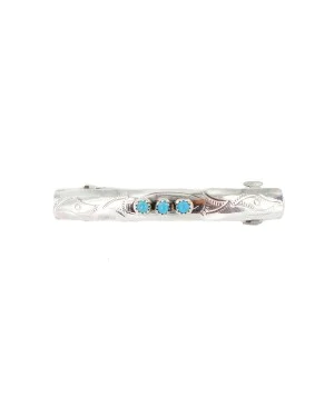 Silver Certified Authentic Handmade Navajo Natural Turquoise Native American Hair Barrette 10346-3